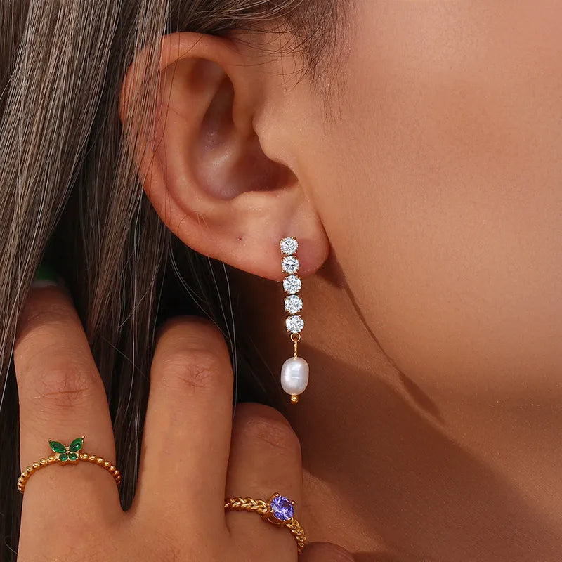 Starlit Pearl Drop Earrings