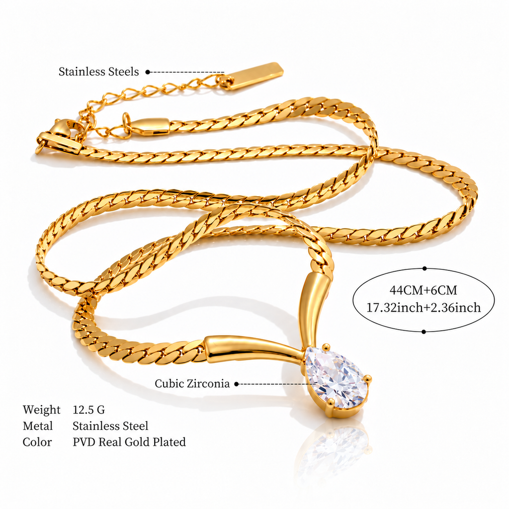 Pear Diamond V Necklace