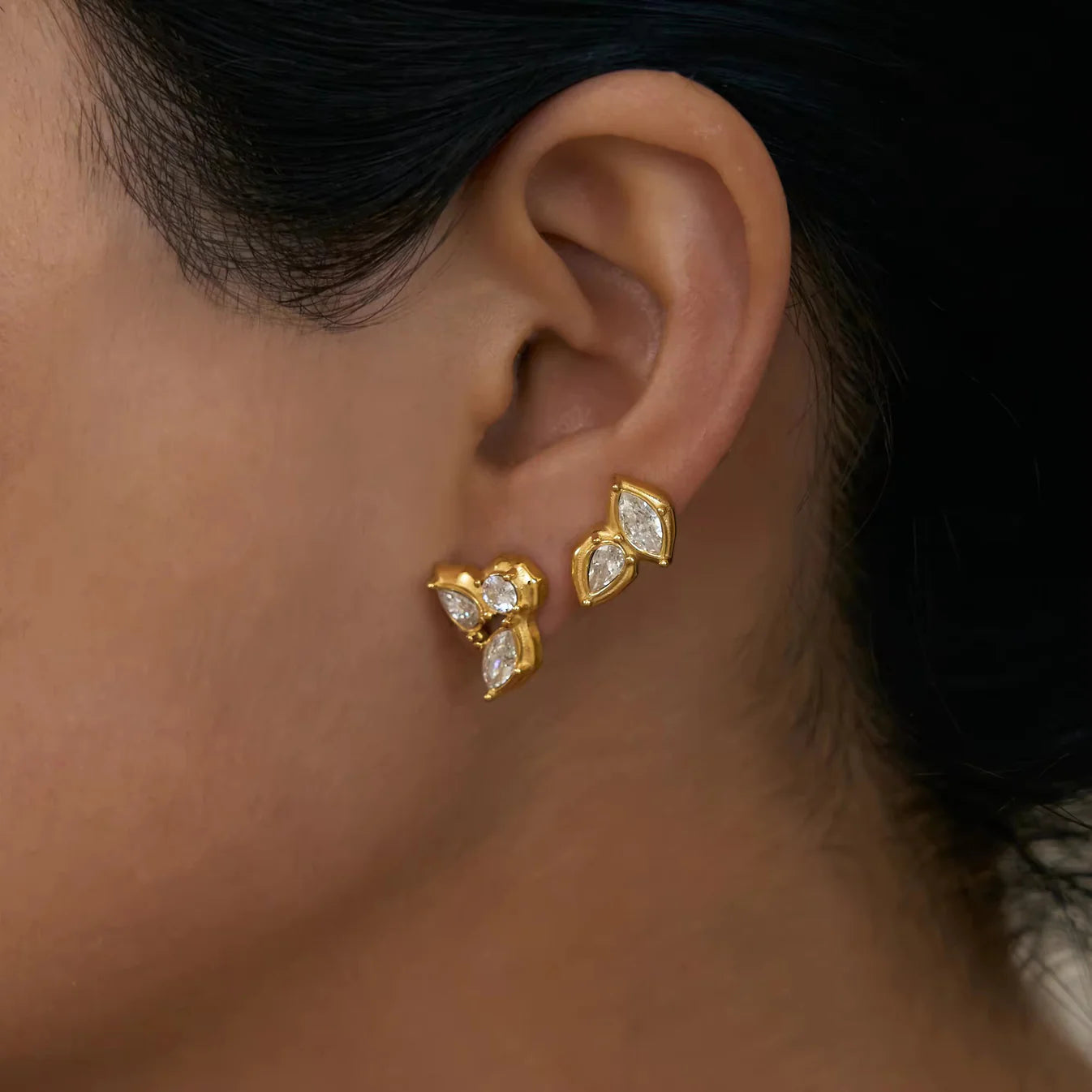 Golden Leaf Cluster Earrings