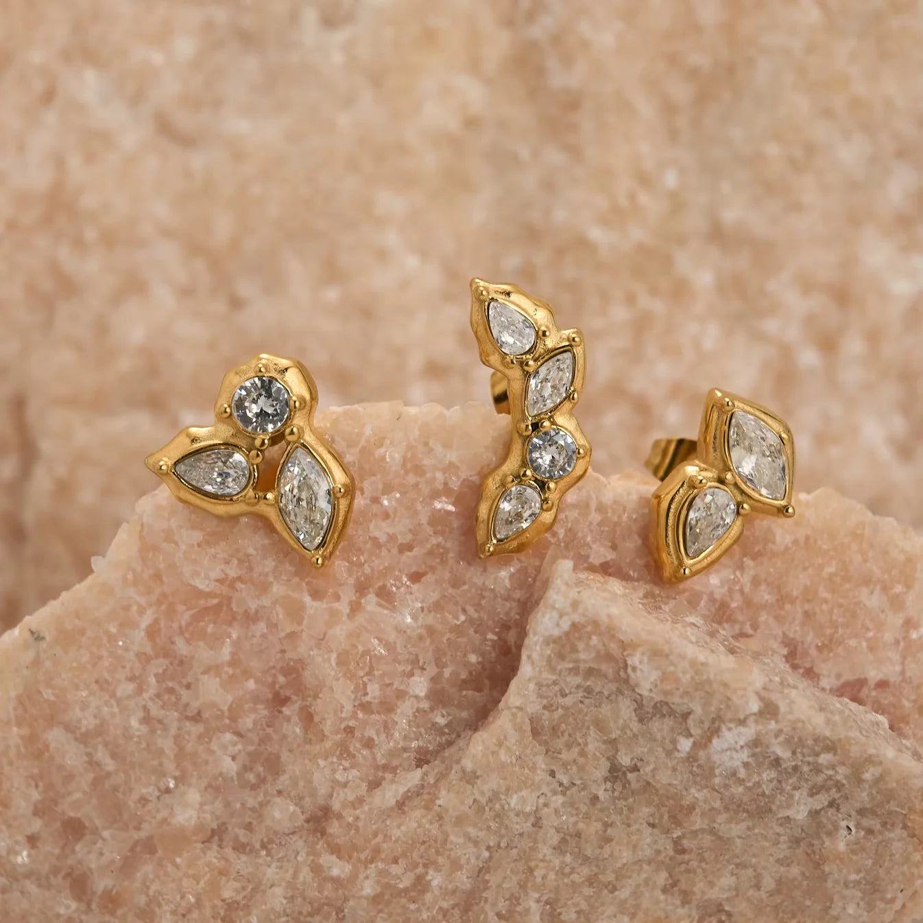 Golden Leaf Cluster Earrings