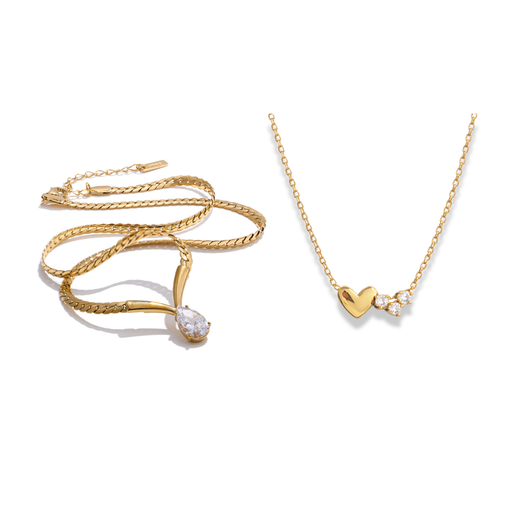 Pear V Diamond Necklace & Sweetheart Necklace Bundle