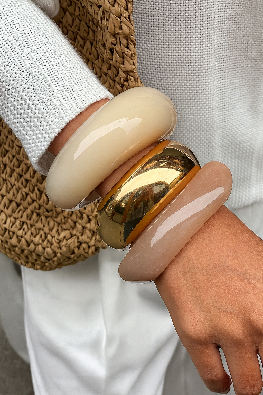 Champagne Resin Bracelet Set