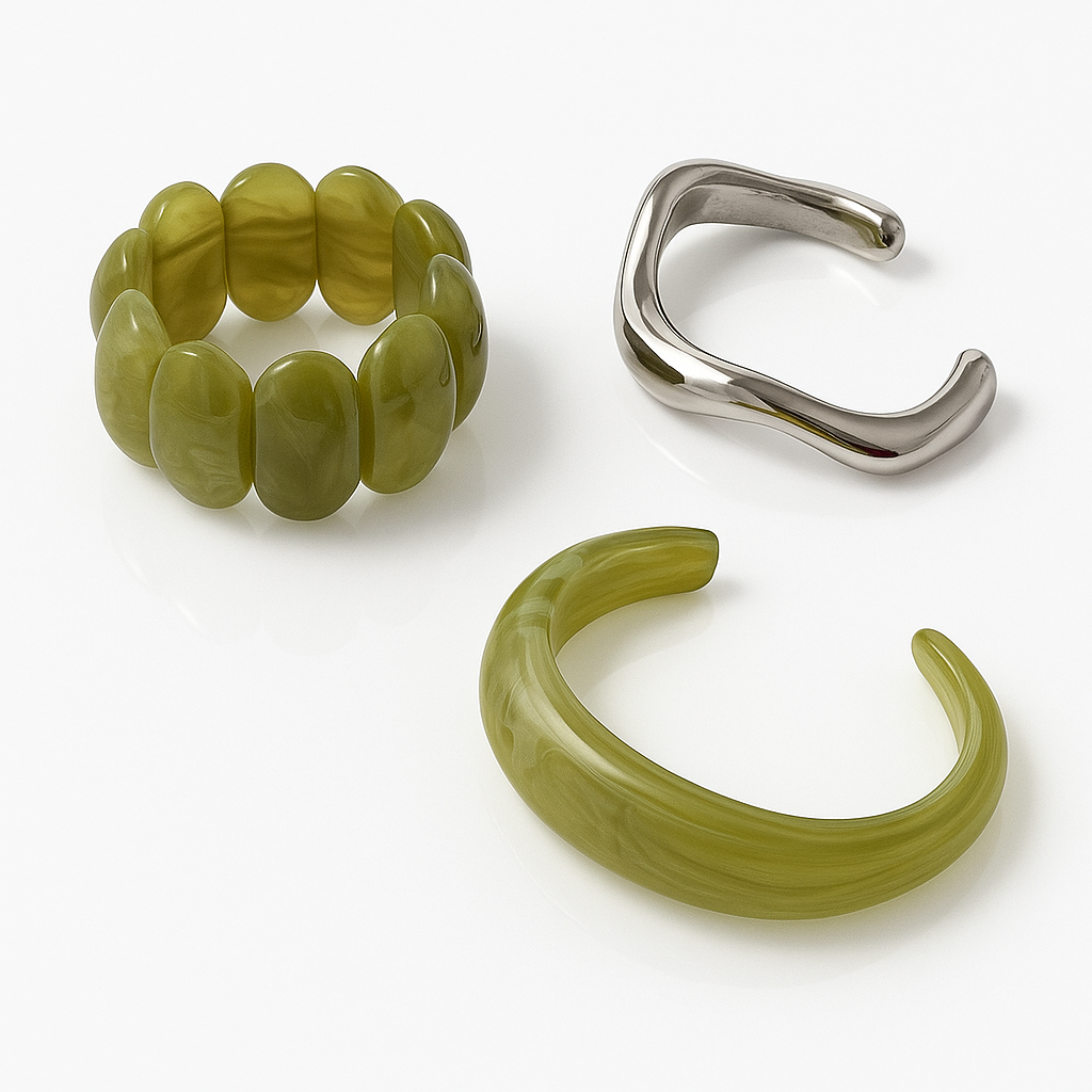 Olive Glow Resin Bracelet Set