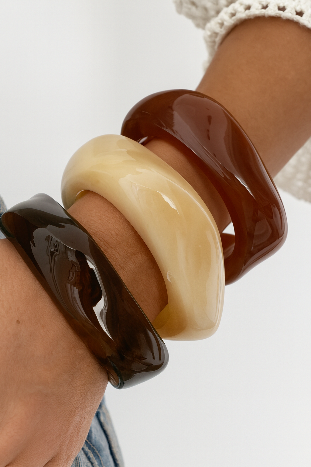 Mocha Glow Resin Bracelet Set