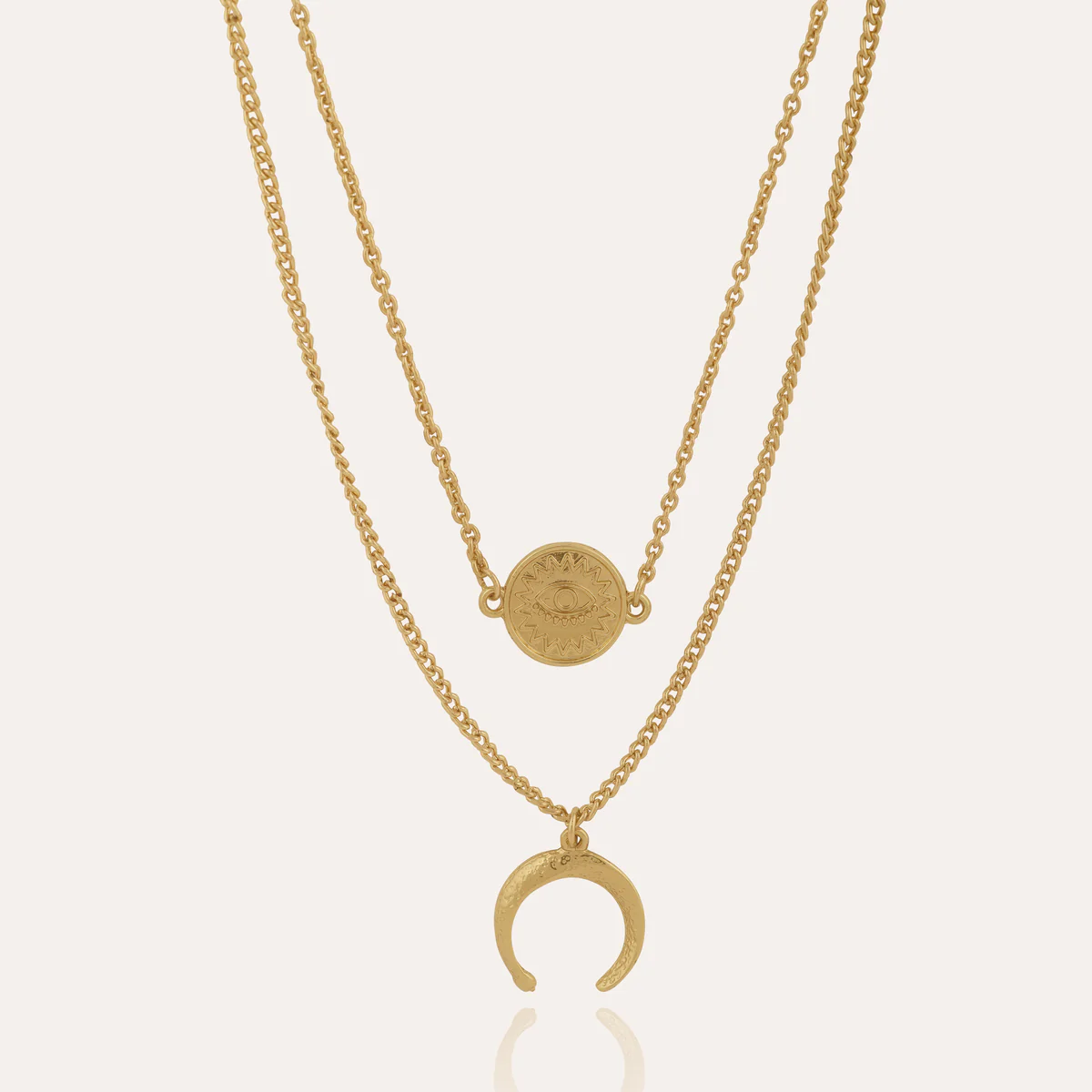 Bohemian Double-Layered Gold Charm Necklace