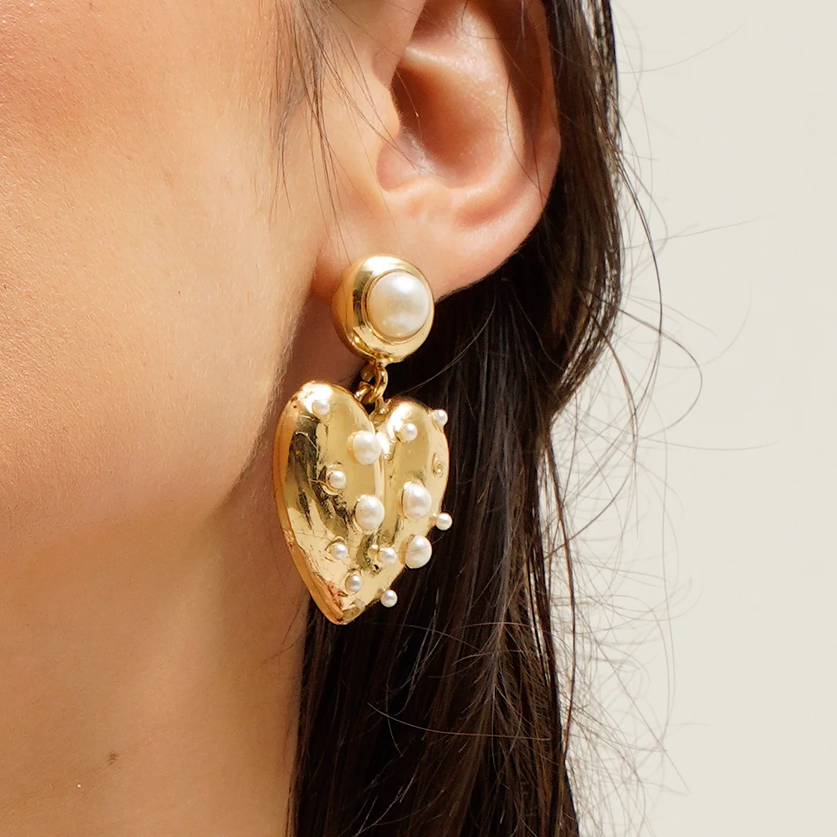 Romantic Pearl Studded Love Earrings