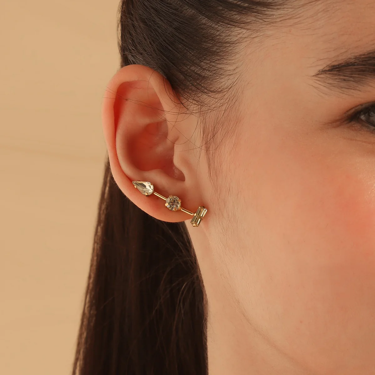 Crystal Trio Climber Earrings