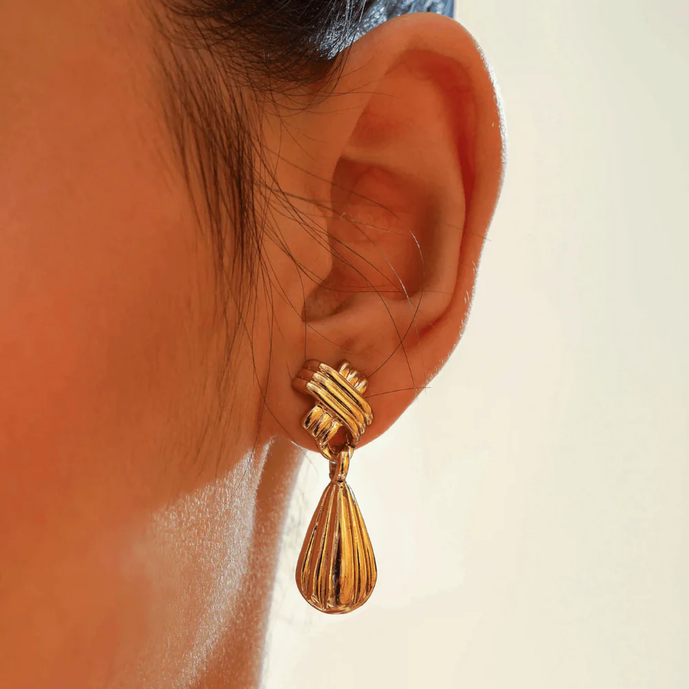 Golden Knot Drop Earrings