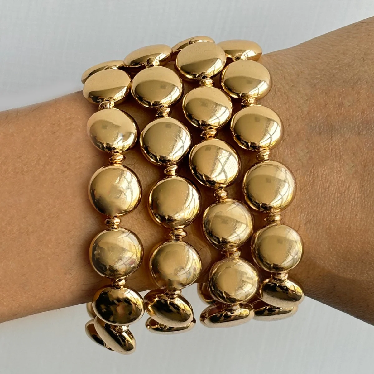 Bold Golden Disc Stack Bracelet