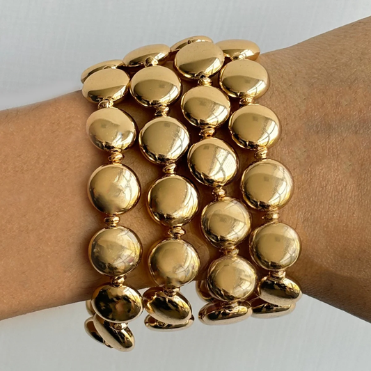 Bold Golden Disc Stack Bracelet