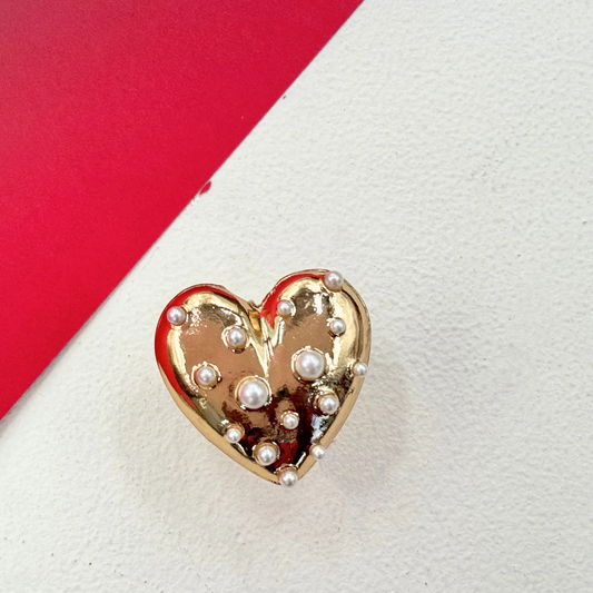 Pearl Golden Heart Ring