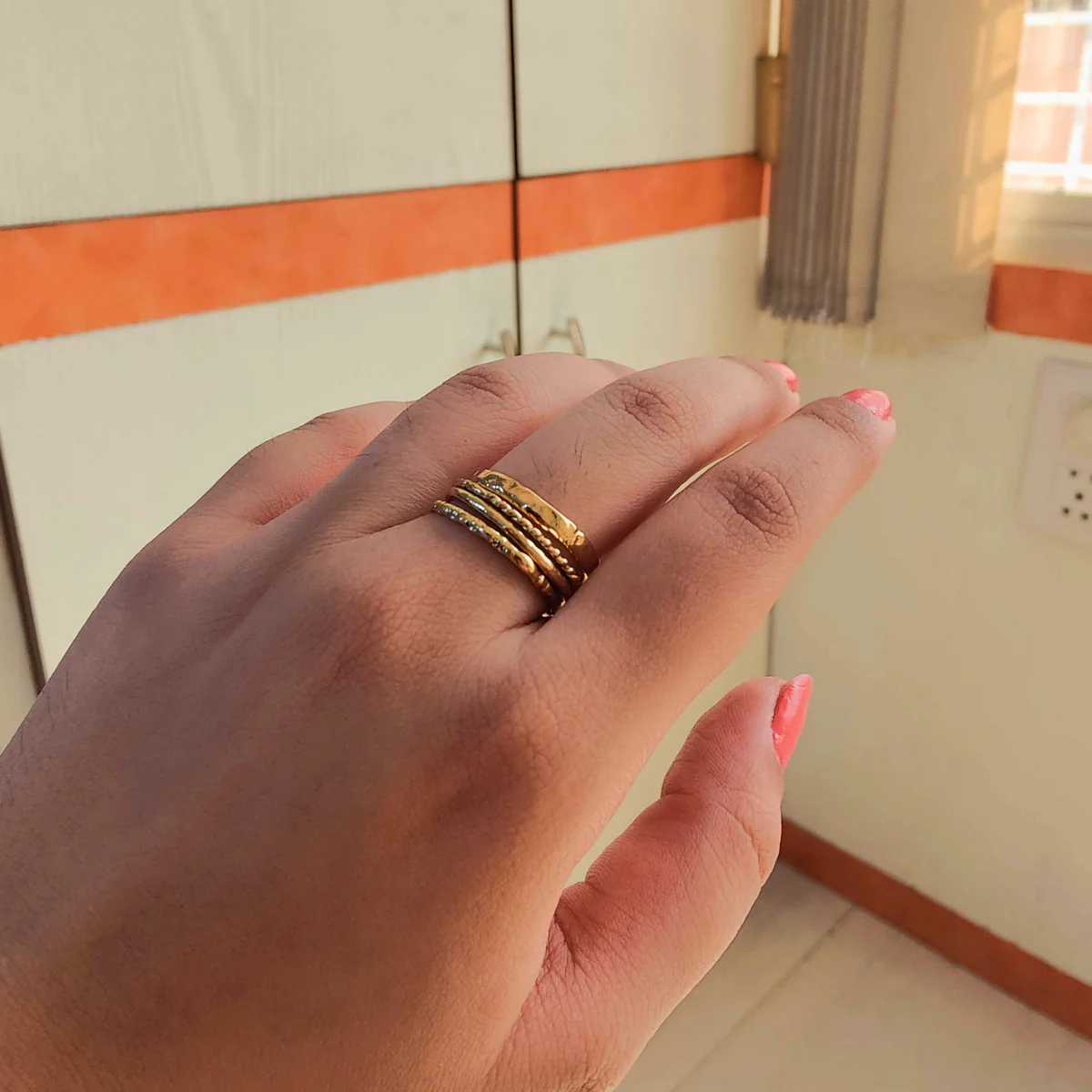 Golden Stackable Rings Set