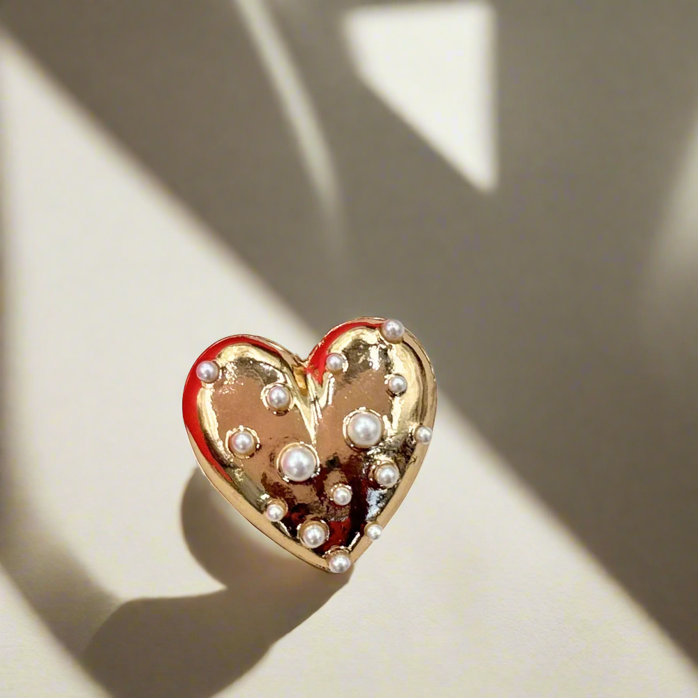 Pearl Golden Heart Ring