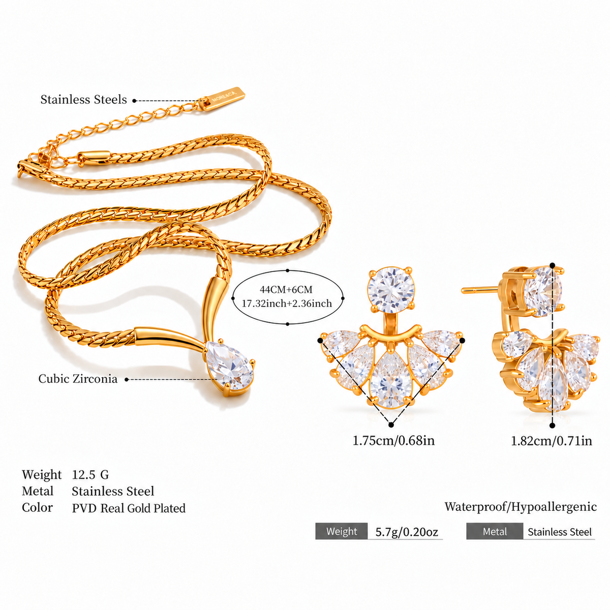 Pear V Diamond Necklace & Starlight Studs Bundle