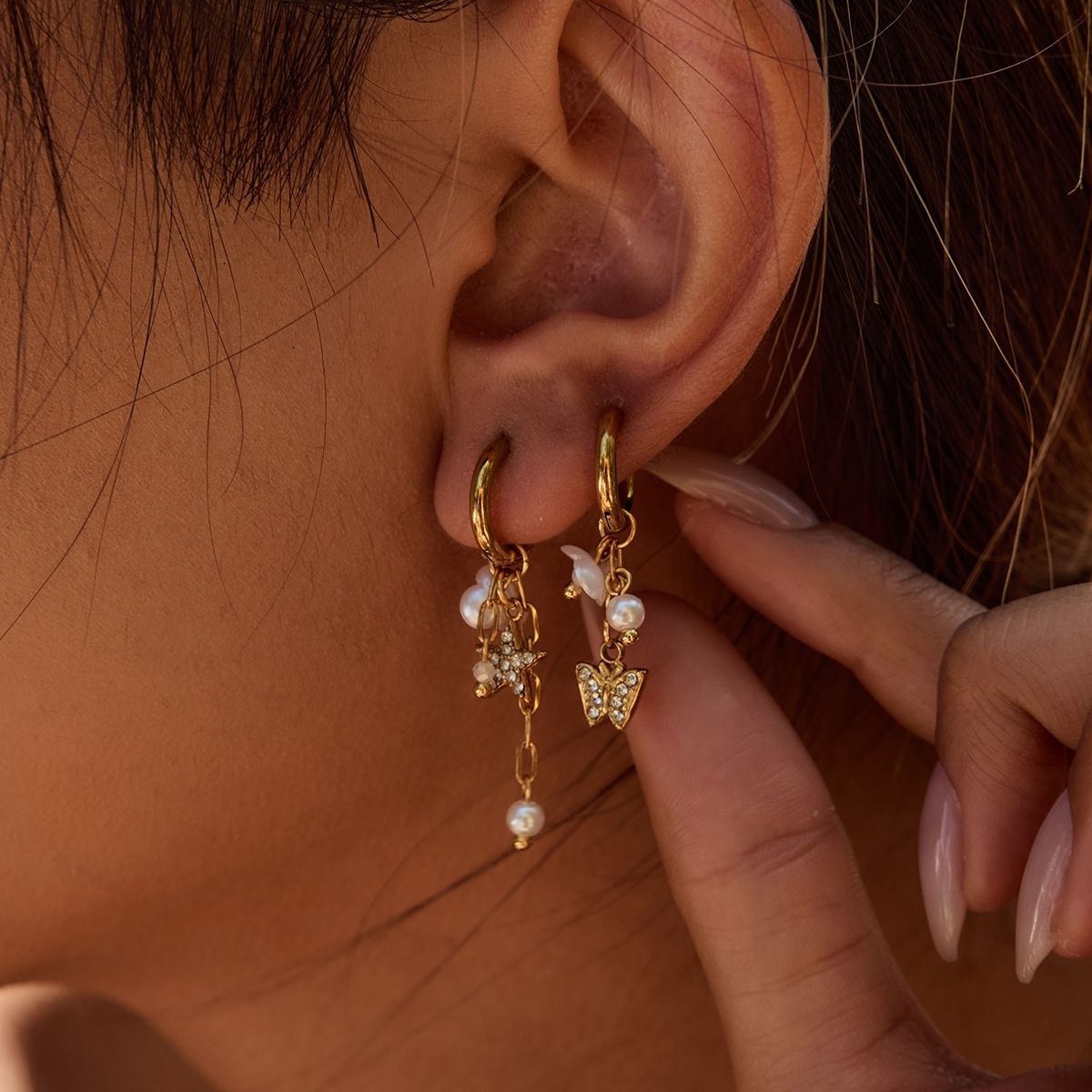 Butterfly Dangle Hoops