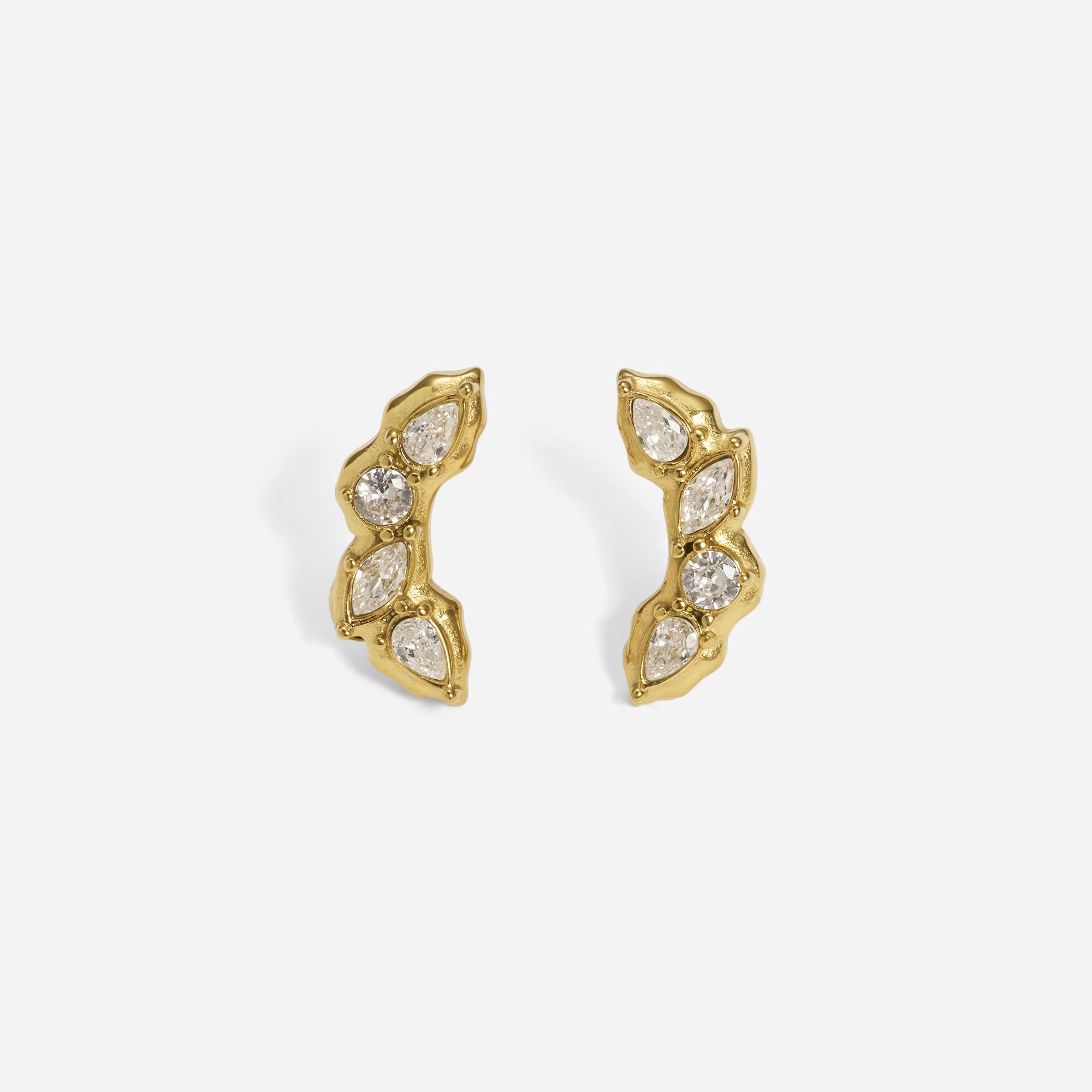 Golden Leaf Cluster Earrings
