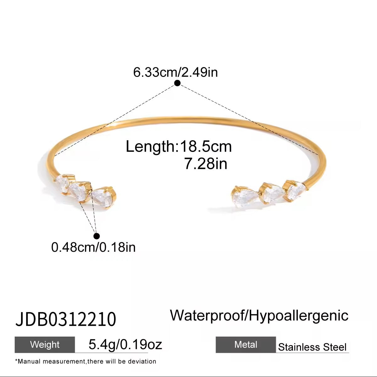 Maison Pear Crystal Cuff