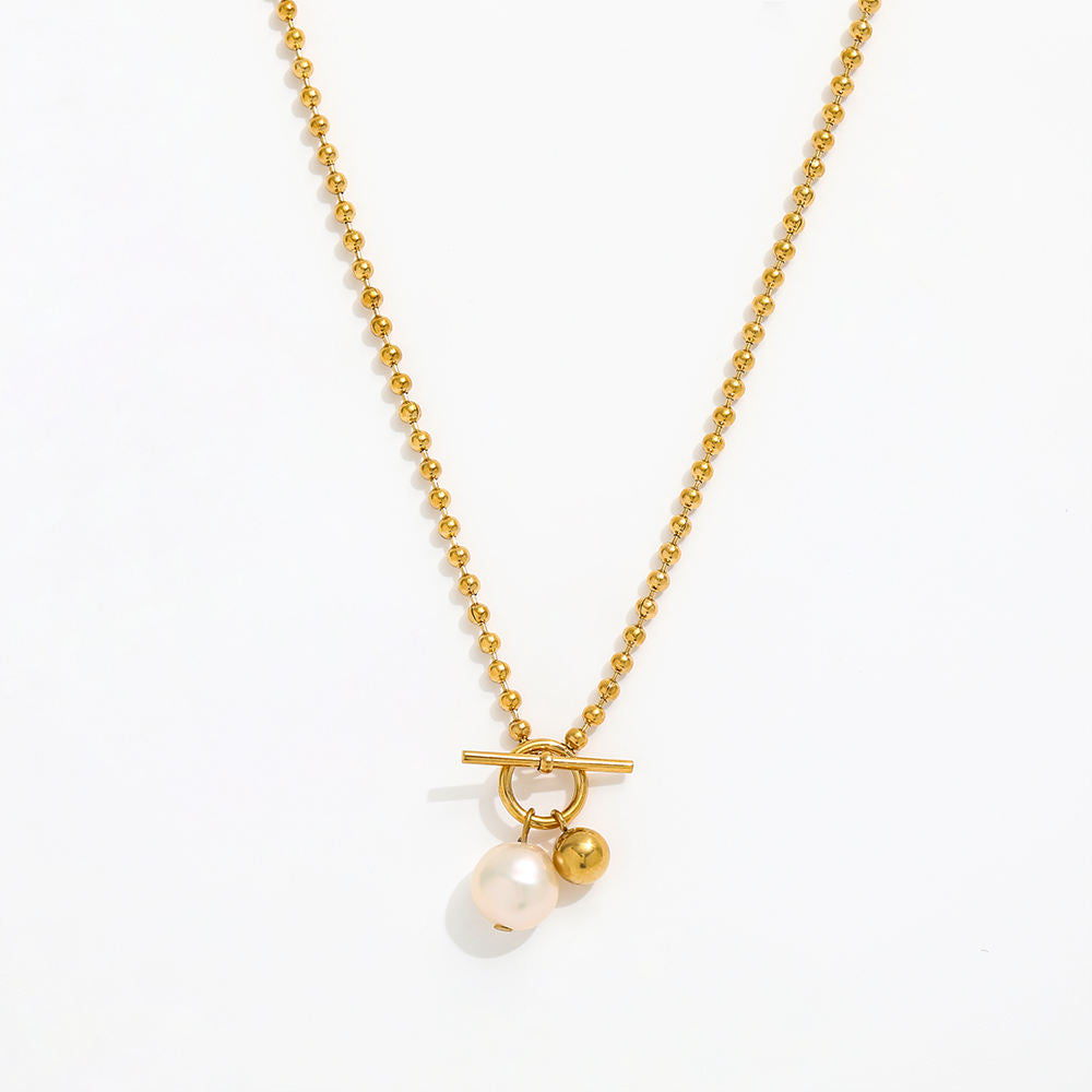 Pearl Charm Toggle Necklace