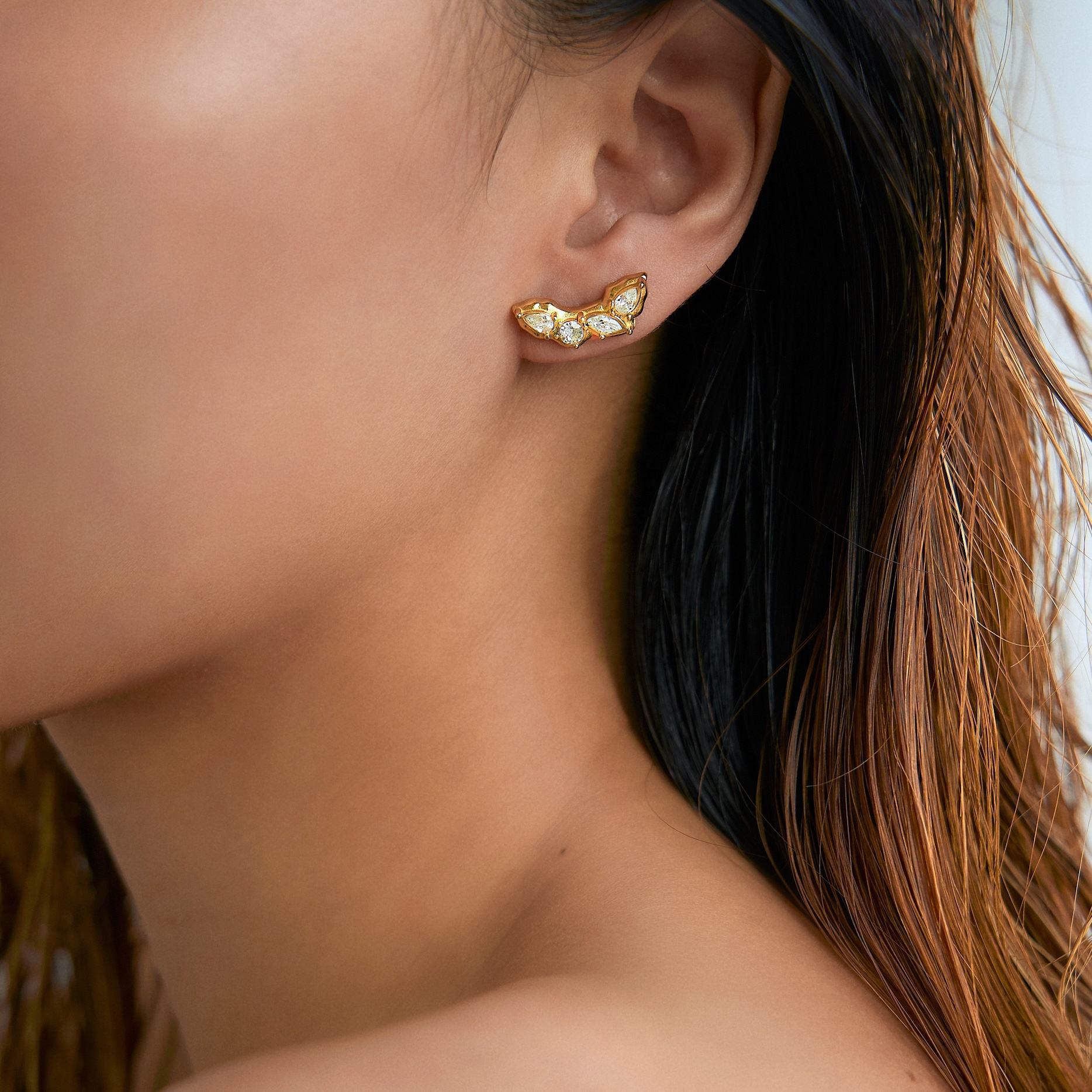 Golden Leaf Cluster Earrings