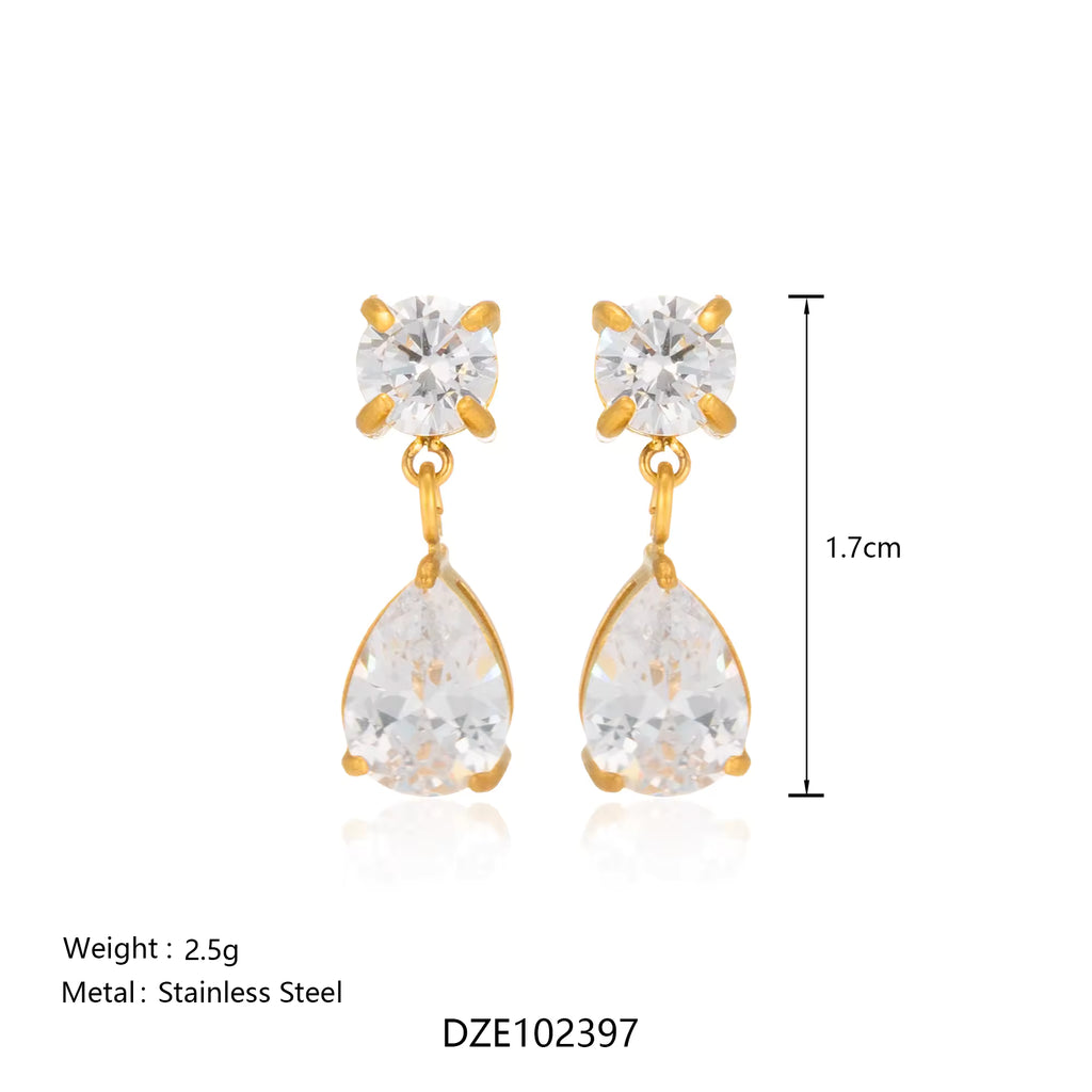 Pear V Diamond Necklace & Medona Mini Earrings Bundle