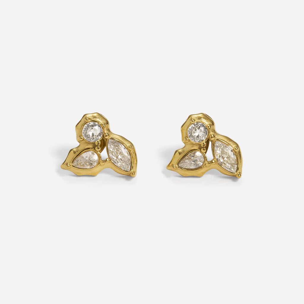 Golden Leaf Cluster Earrings