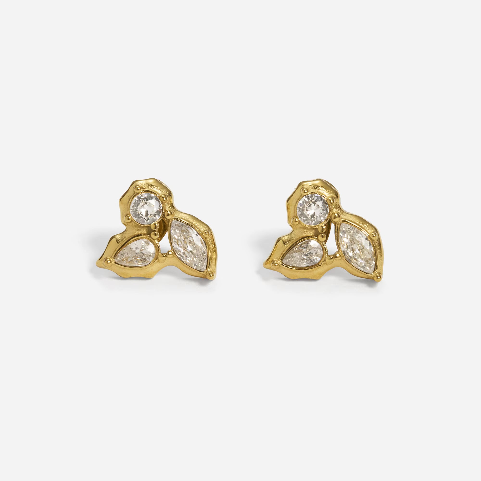 Golden Leaf Cluster Earrings