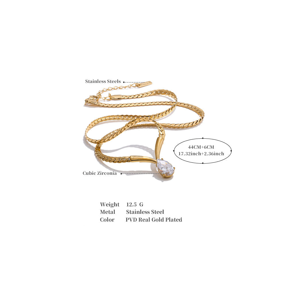 Pear Diamond V Necklace