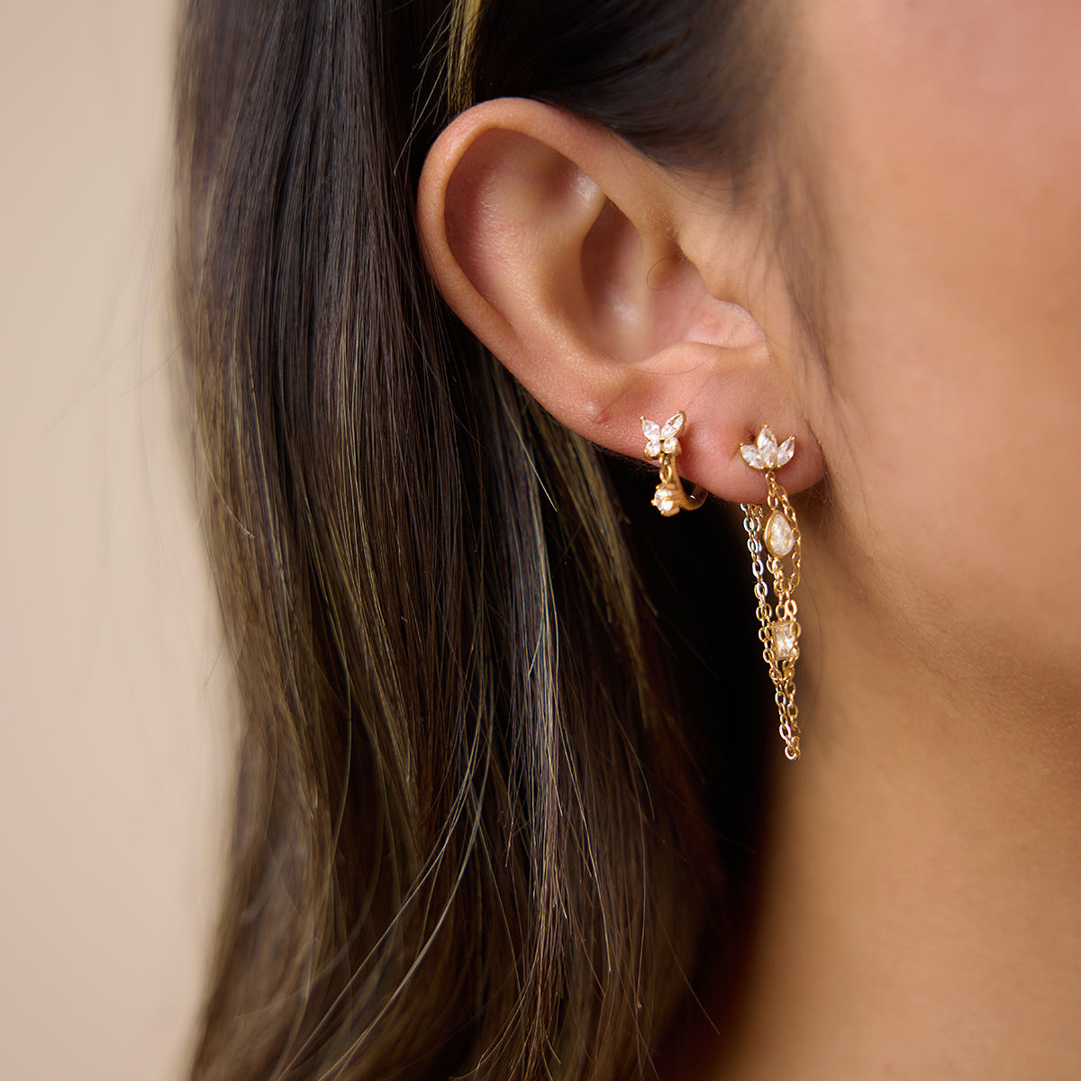 Petal Drop Chain Earrings