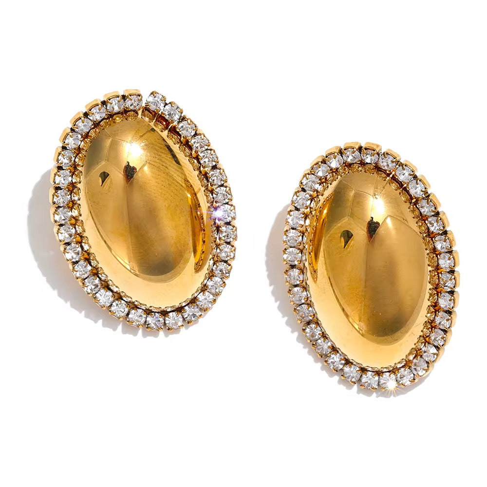 Golden Oval Statement Earrings