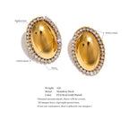 Golden Oval Statement Earrings