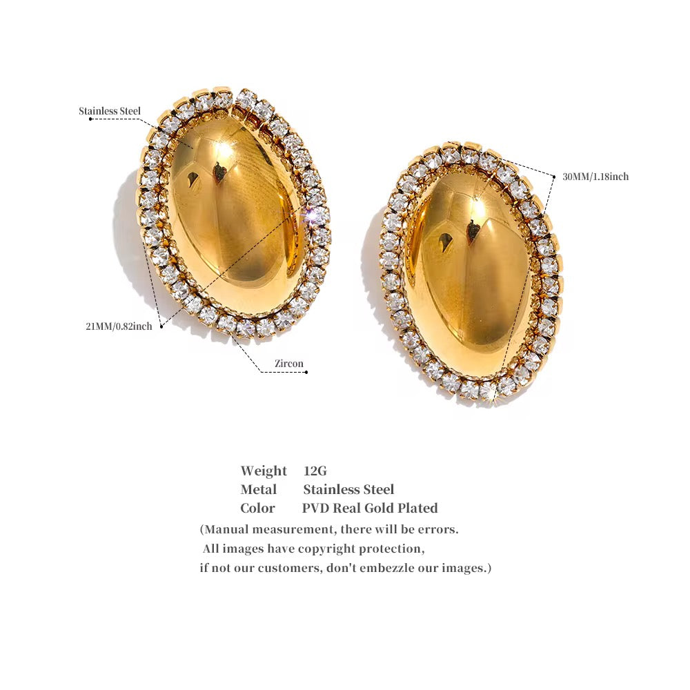 Golden Oval Statement Earrings