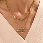 Layered Necklace with Eye Sunburst Necklace