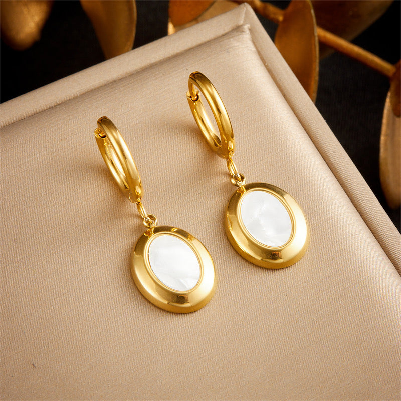 Classic Hoop Earrings with Mother of Pearl Drops