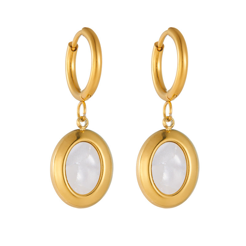 Classic Hoop Earrings with Mother of Pearl Drops