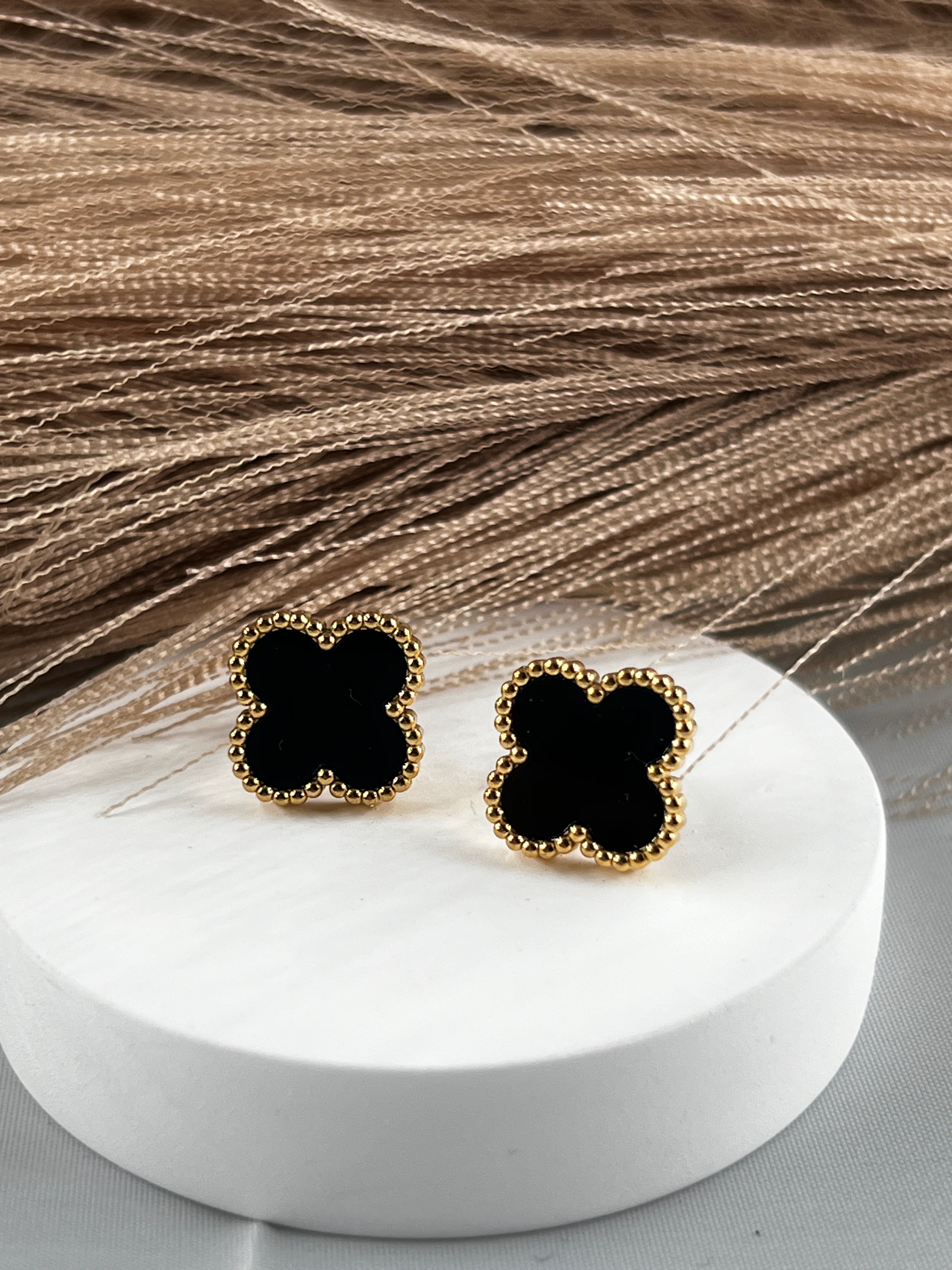 Black Clover Stud Earrings