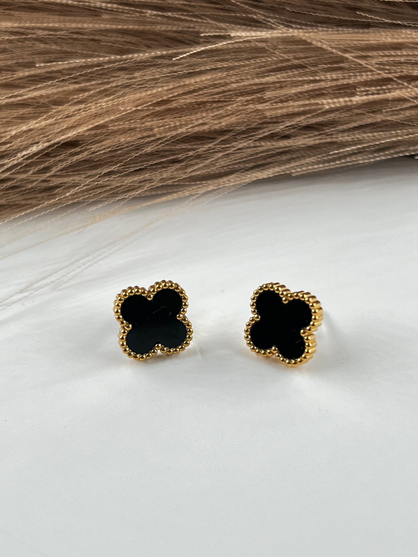 Black Clover Stud Earrings