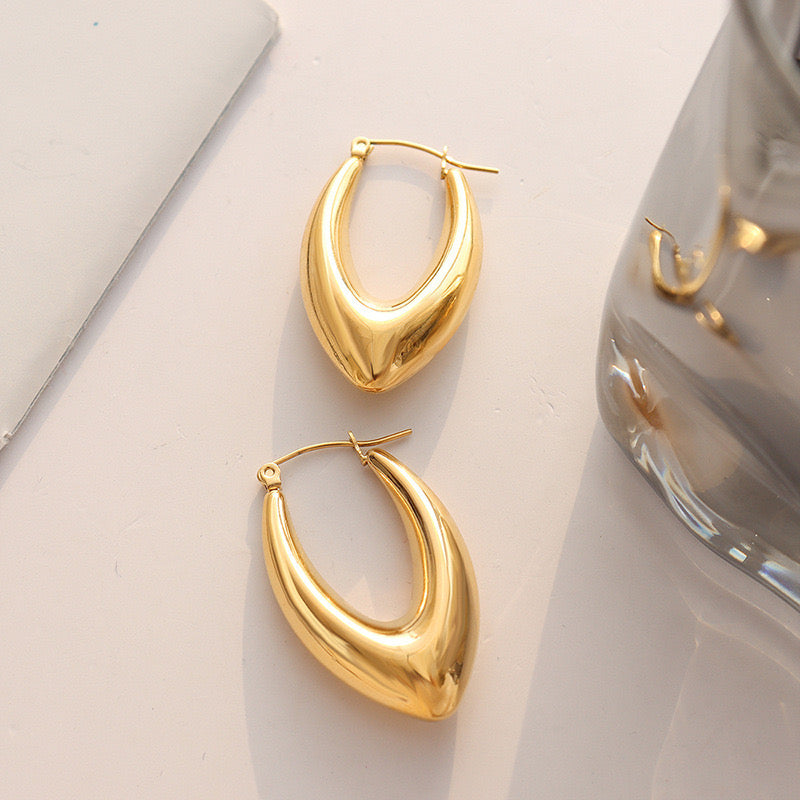 Classic Golden Teardrop Hoop Earrings