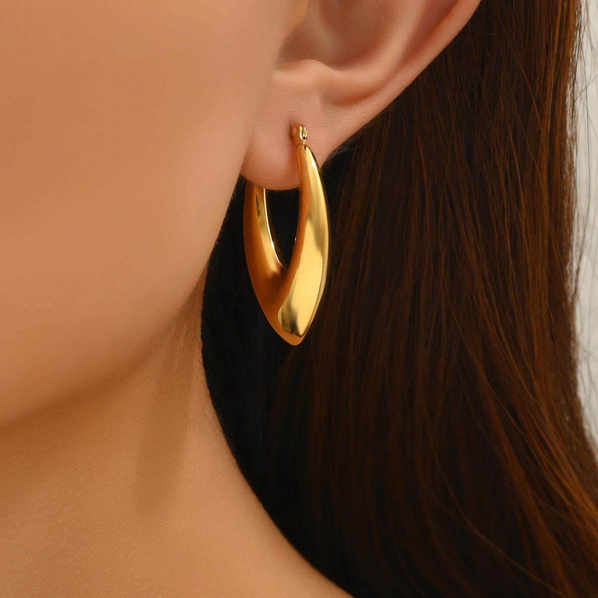 Classic Golden Teardrop Hoop Earrings