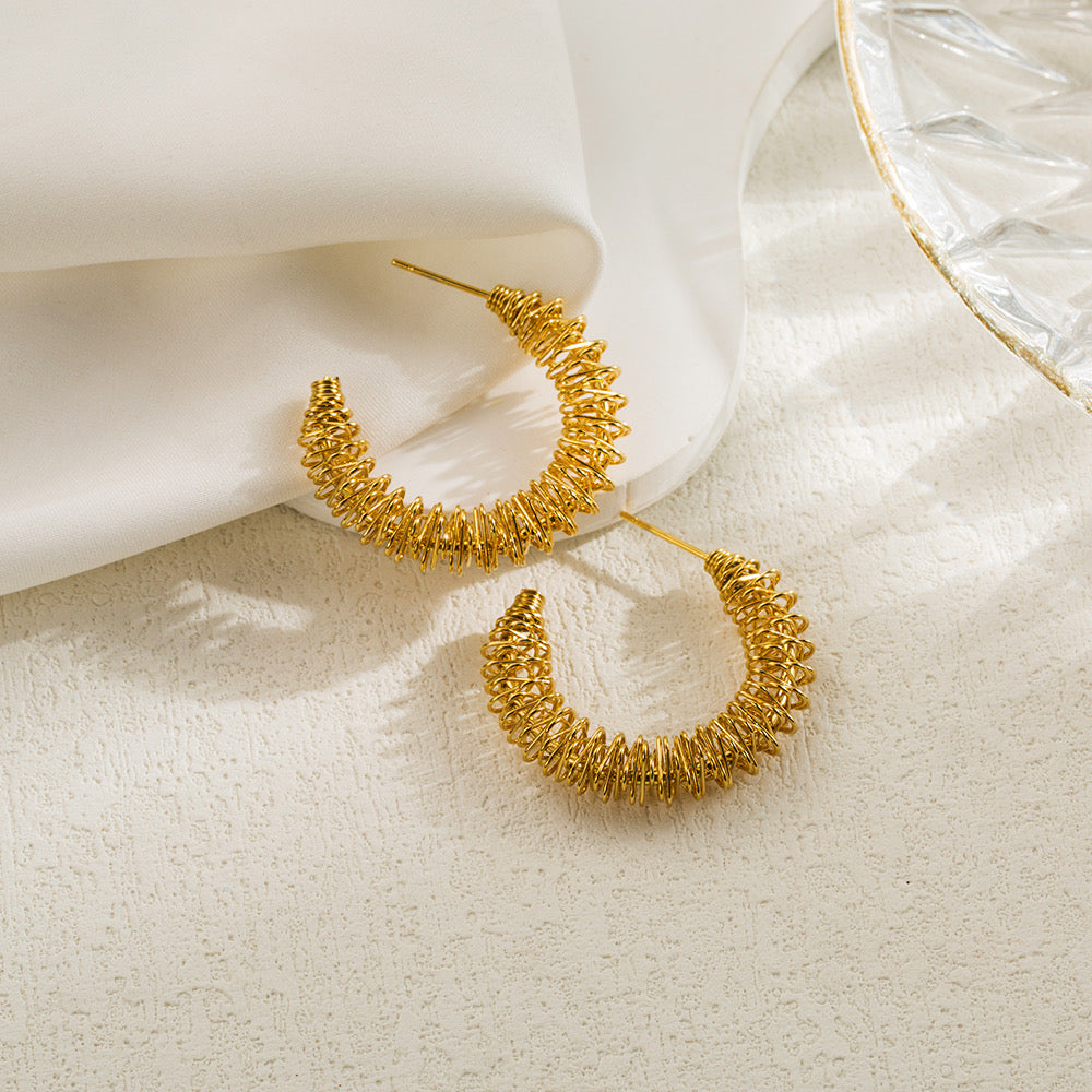 Golden Coil Hoop Earrings