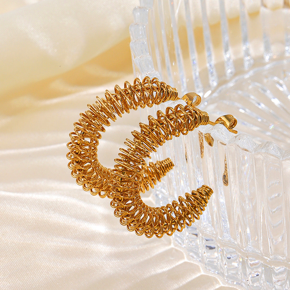 Golden Coil Hoop Earrings