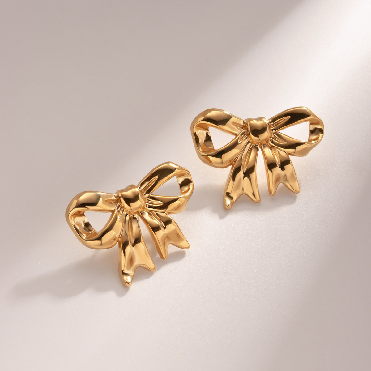 Golden Bow Stud Earrings