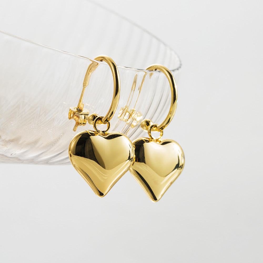 Heart Charm Hoops