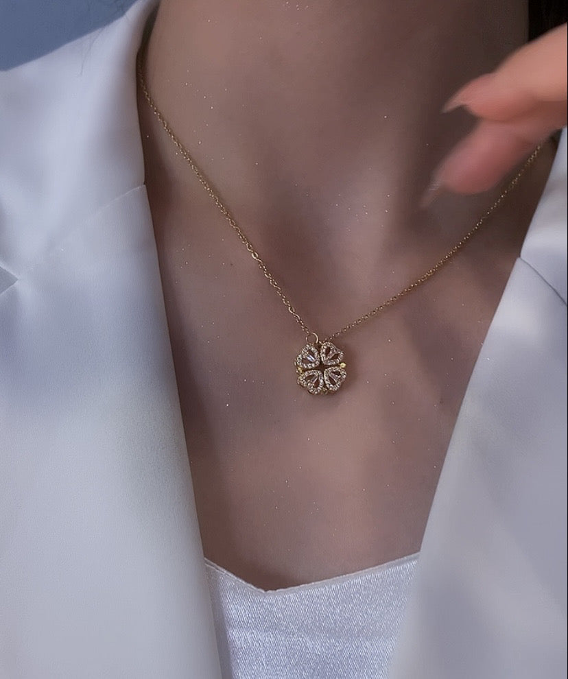 Gold Clover Crystal Necklace