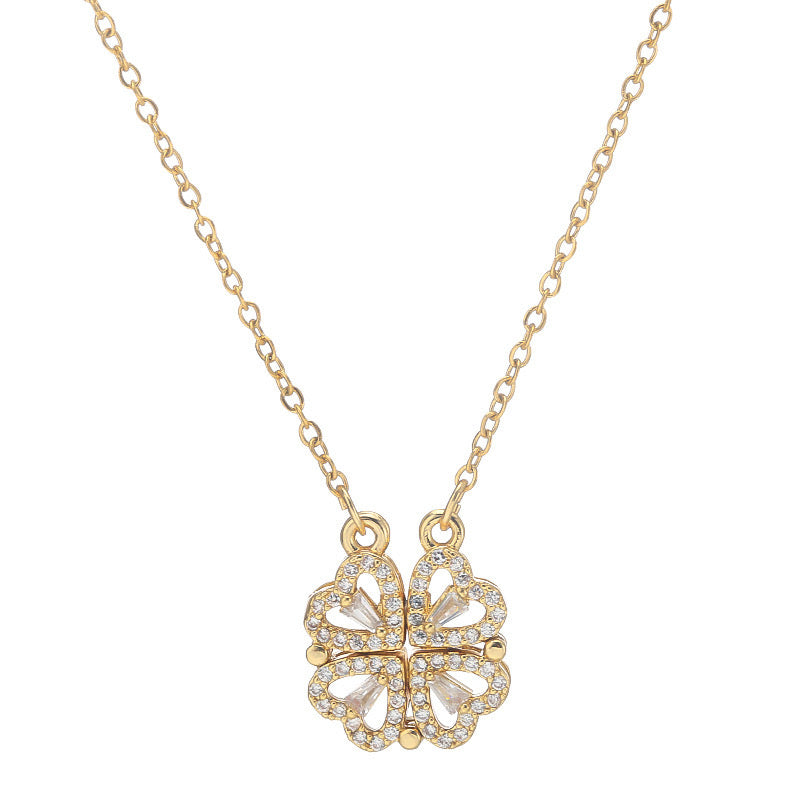 Gold Clover Crystal Necklace