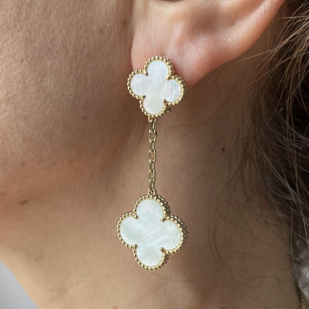 Golden Clover Drop Earrings