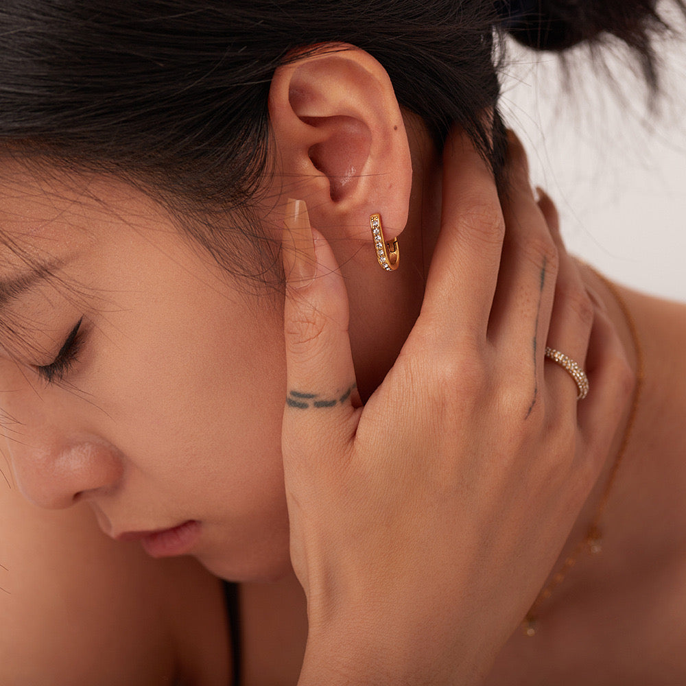 Crystal Rectangular Hoop Earrings