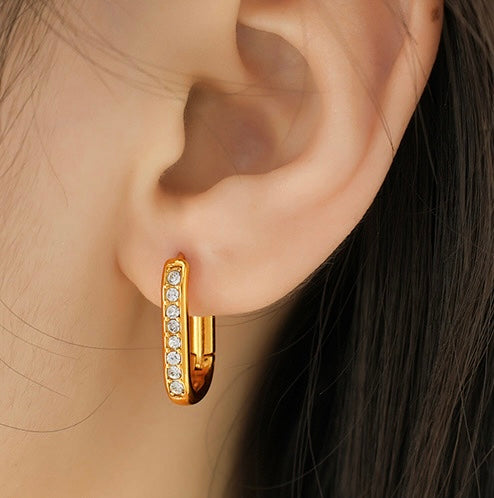 Crystal Rectangular Hoop Earrings