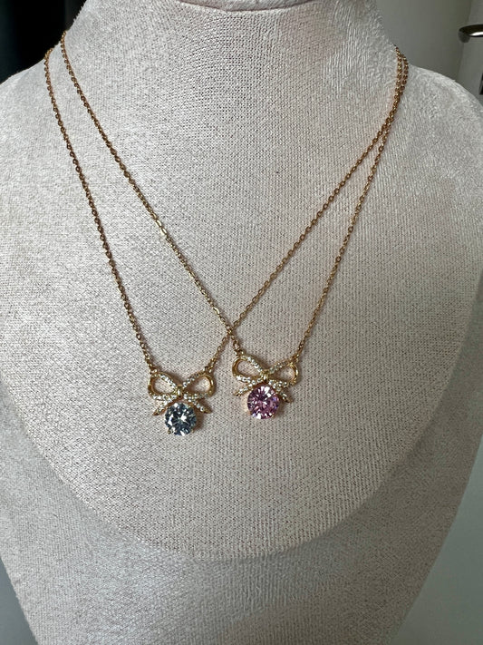 Bow Crystal Pendant Necklace