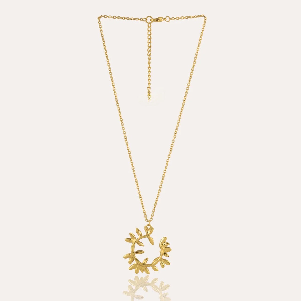 Golden Laurel Wreath Pendant Necklace