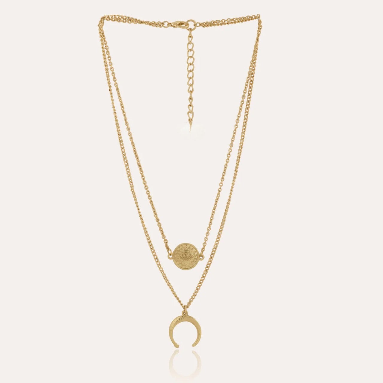 Bohemian Double-Layered Gold Charm Necklace